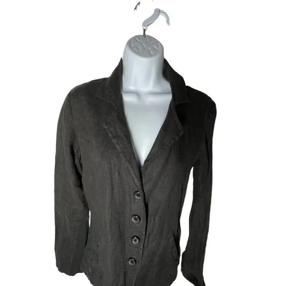 Inzio Womens size XL 100% linen black jacket lagenlook style - Picture 2 of 7